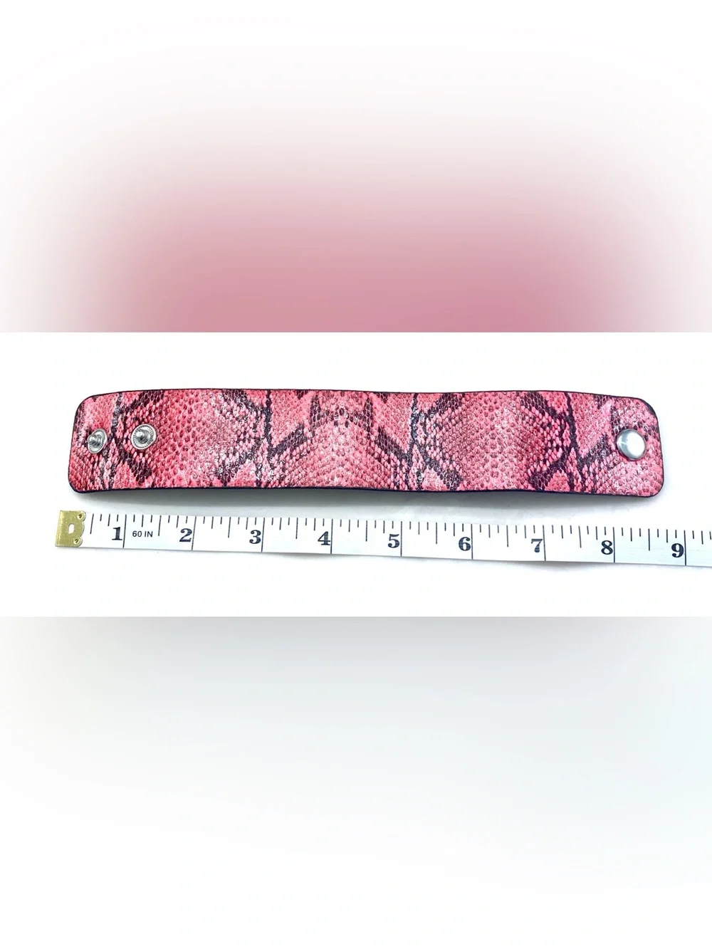 Pink Snake-Print Wide Cuff Bracelet - Unbranded